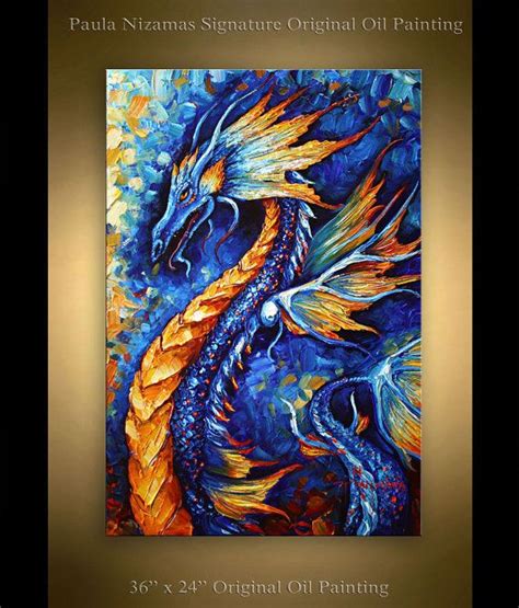 Dragon Painting Abstract Art 36 X 24 Animal Original Painting On
