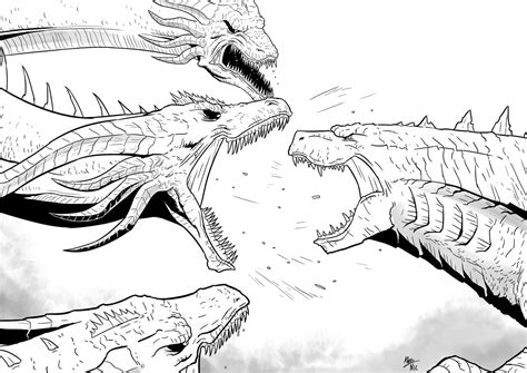 Godzilla Vs King Ghidorah Drawing Easy Godzilla V Kong By Garayann On