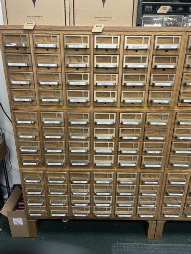 Large 72 Drawer Antique Library Card Catalog Cabinet From Library Of