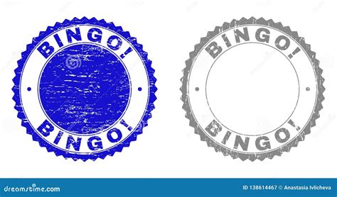 Grunge Bingo Textured Stamps Stock Vector Illustration Of Blue