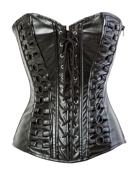 Bslingerie® Womens Black Faux Leather Wetlook Bustier Corset At Amazon Womens Clothing Store