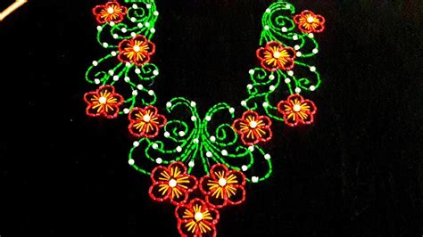 Hand Embroidery Designs Neck Design For Dresses Youtube