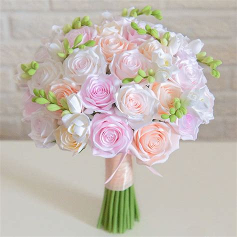 Pink Rose Wedding Bouquet Handmade With Love Oriflowers