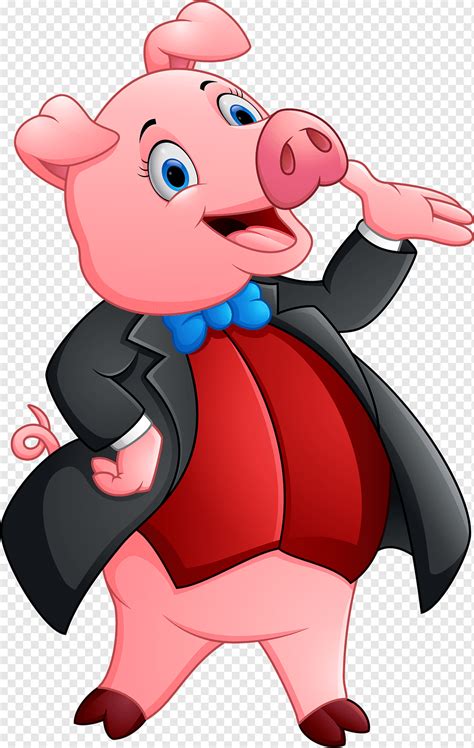 Domestic Pig Graphy Pink Cartoon Piggy Cartoon Character Mammal