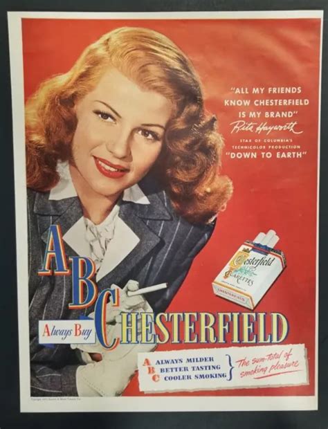 Vintage Chesterfield Cigarette Original Print Ad Rita Hayworth 599 Picclick