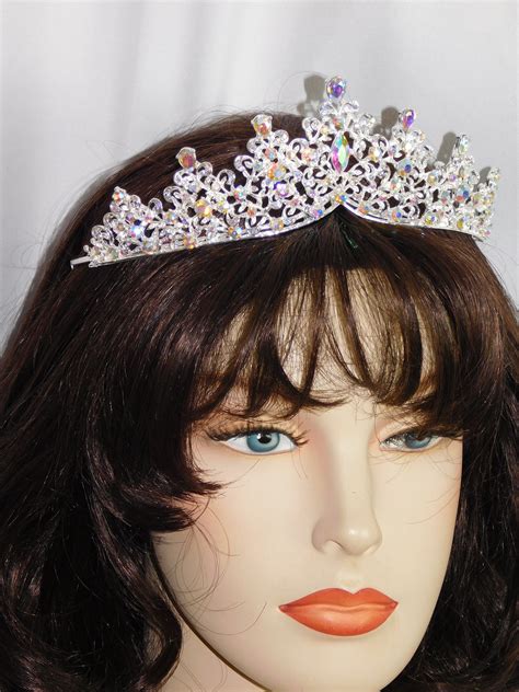 brand new silver ab rhinestone crystal queen tiara crown etsy