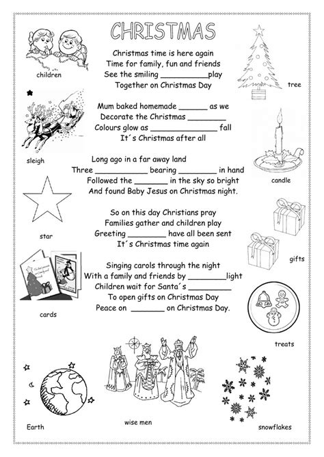 Christmas worksheets for teaching and learning in the classroom or at home. Christmas poem - Interactive worksheet