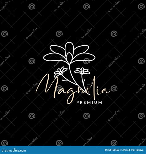 Magnolia Flower Beauty Logo Design Minimal Stock Vector Illustration