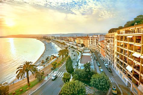 Promenade Des Anglais In Nice At Sunset Cote Dazur France Pure