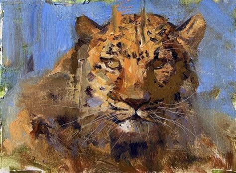 African Leopard Portrait Oil Painting Dean Adams Art