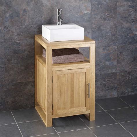 46cm X 46cm Freestanding Solid Oak Bathroom Cabinet Sink Basin Bowl