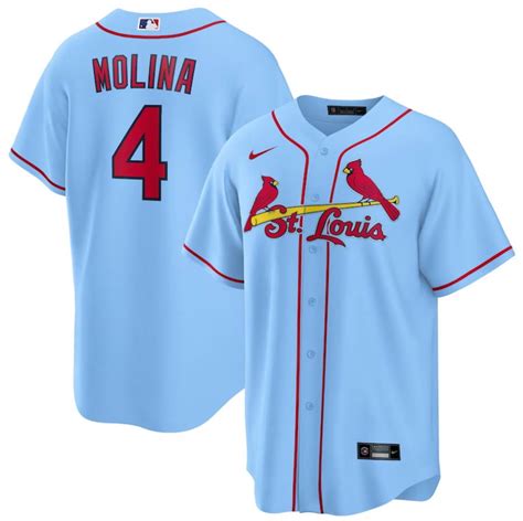 St Louis Cardinals Yadier Molina Light Blue Alternate Replica Player