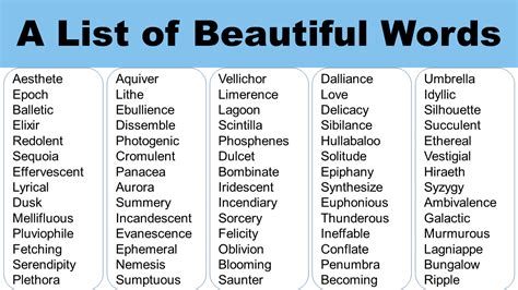 A List Of Beautiful Words Grammarvocab