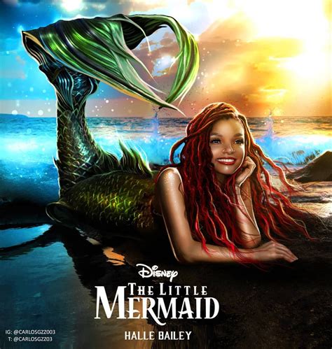 Carloz Gzz On Instagram “halle Bailey As Ariel 🧜‍♀️💚💙🌊 Artwork By Me Chloexhalle Is