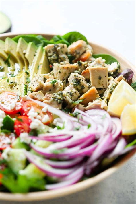These chicken salad recipes are the perfect meal, no matter where you're eating. Pesto Chicken Salad Recipe - Primavera Kitchen