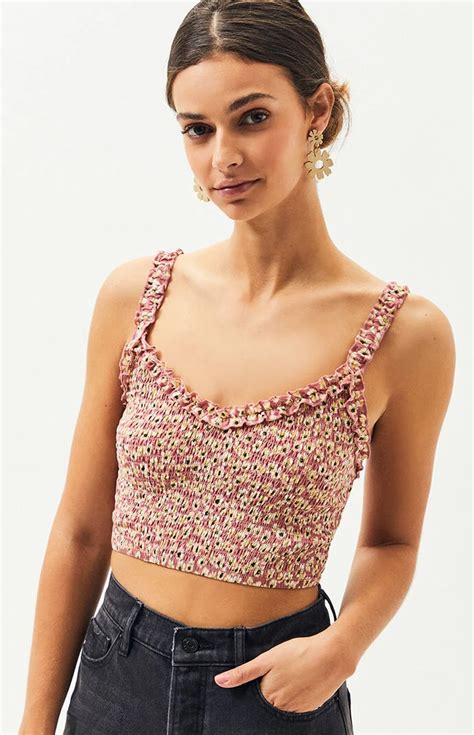 La Hearts All Over Smocked Tank Top Pacsun Tank Tops Halter Tops Outfit Tops