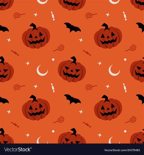 Pumpkin Seamless Pattern Halloween Background Vector Image