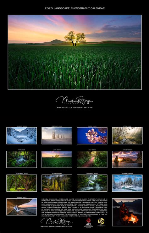 2020 Landscape Photography Calendar Michael Bjorge