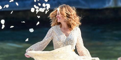 Julia Roberts Glitters In A White Dress While Filming New Lancôme