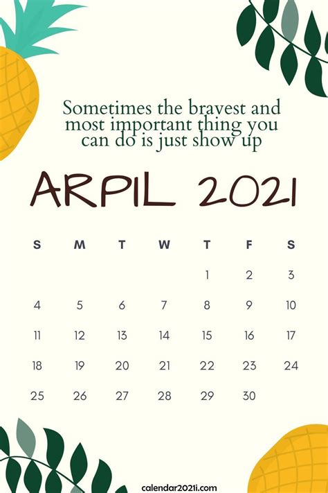 April 2021 Inspiring Calendar With Inspirational Quotes And