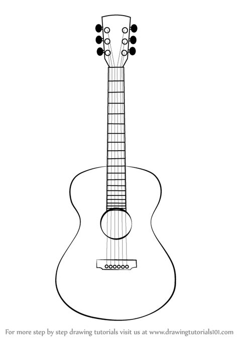 How To Draw An Acoustic Guitar Musical Instruments Step By Step