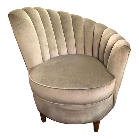Vintage Art Deco Asymmetrical Channel Back Shell Chair Chairish