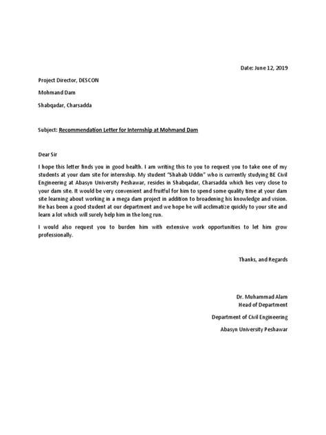Recommendation Letter For Students Pdf