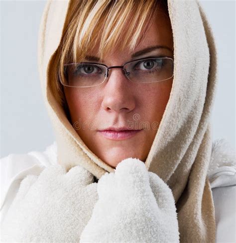 Sad Woman In Winter Is Cold Portrait Stock Image Image Of Cloak