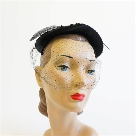 Vintage 1950s Womens Hat Valerie Modes Black Woven Straw Etsy