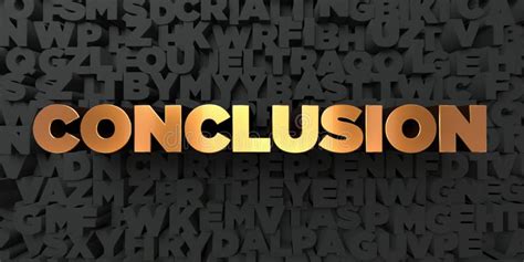 Conclusion Gold Text On Black Background 3d Rendered Royalty Free