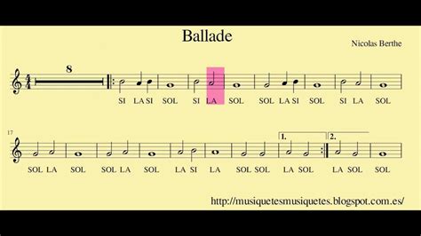 Ballade Partitura Flauta àudio Sol La Si Amb Melodia Partitura