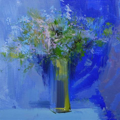 Cobalt Blue Painting Late Green 109sl15 By Yuri Pysar Oil