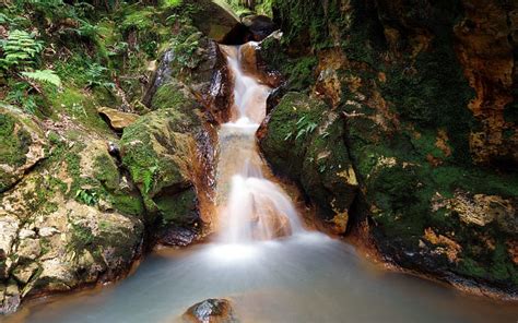 Waterfall Water Nature Moss Rocks Stream Hd Wallpaper