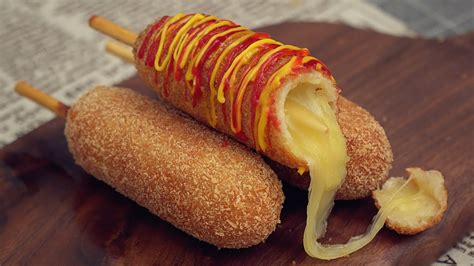 Mozzarella Cheese Corn Dog Recipe Korean Street Food Youtube