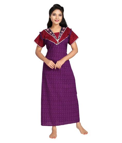 Buy Bailey Sells Cotton Nighty And Night Gowns Purple Online At Best Prices In India Snapdeal