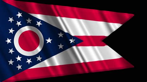Flag Of Ohio In The Shape Of Ohio State With The Usa Flag In The