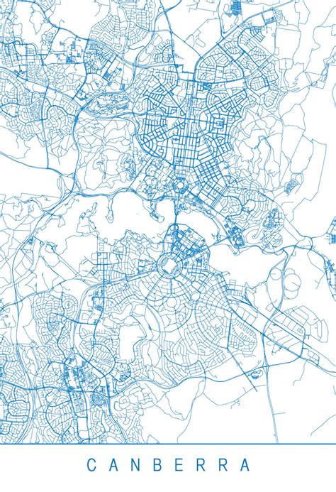 Canberra Map High Quality Giclee Print Minimalist Canberra Etsy Canada