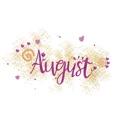 August Month Lettering With Purple Color Lettering Purple August Png