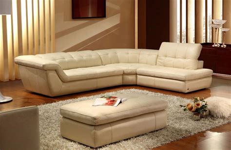 397 Italian Leather Sectional Set Beige Italian Leather Sectional