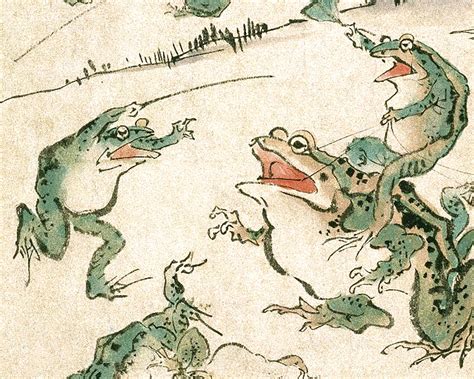 Vintage Frog Art Battle Of The Frogs Kawanabe Kyosai Etsy