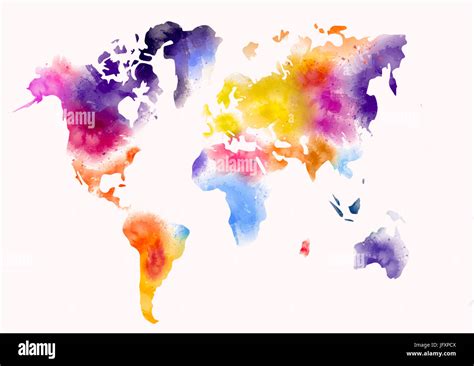 World Map Colorful Watercolor Paint Stock Photo Alamy