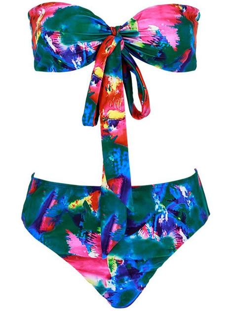 casual colorful strapless bowknot abstract print bikini print bikini bikinis colorful swimwear