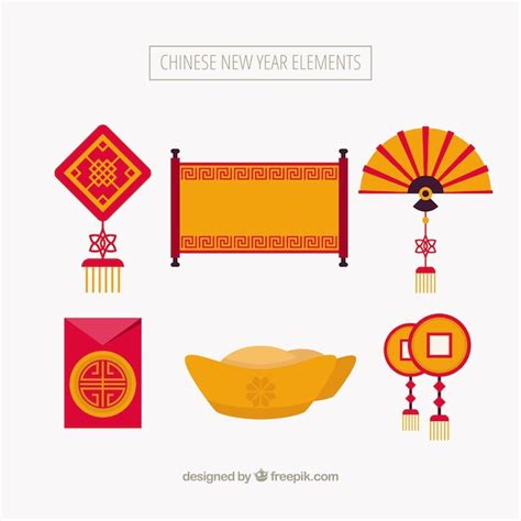 Set Of Chinese New Year Elements Free Vector