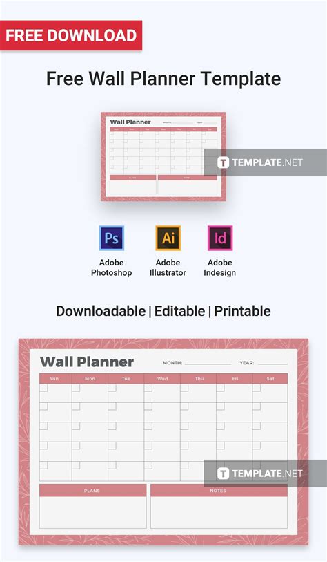 Free Wall Planner Template Wall Planner Free Planner Planner Template