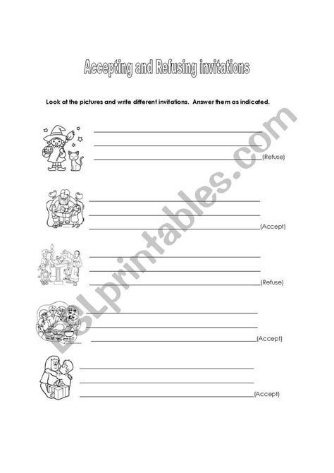Accepting and Refusing Invitations - ESL worksheet by La Tica