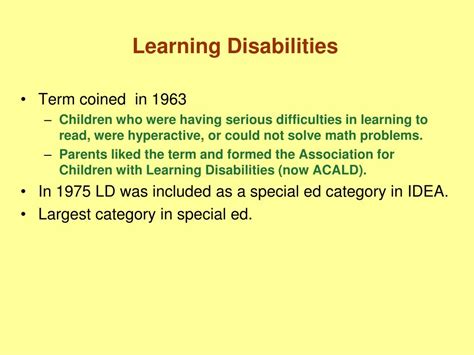 Ppt Chapter 5 Learning Disabilities Powerpoint Presentation Id260854
