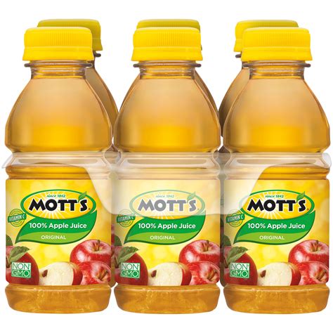 Oz) of food lion 100% apple juice, with added ingredient, from concentrate. Mott's Juice Apple, 6 - 8 fl oz (240 ml)