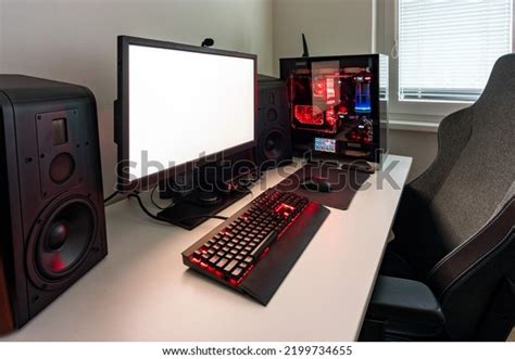 Powerful Personal Computer Gamer Rig White Stock Photo 2199734655