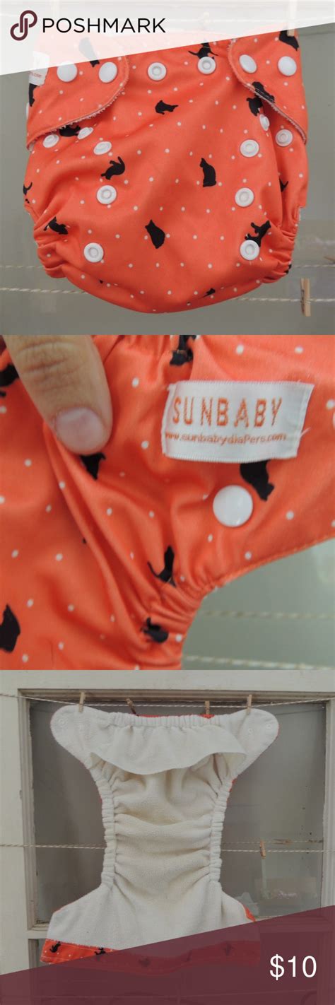 Sunbaby Os Pocket Diaper Adorable Orange Polka Dot Print With Black