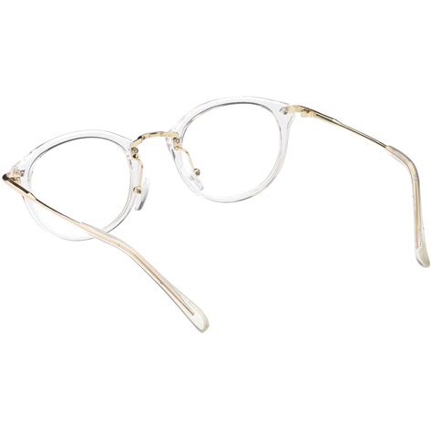 Classic Horn Rimmed Round Eyeglasses Thin Metal Arms Clear Lens 47mm Sunglassla